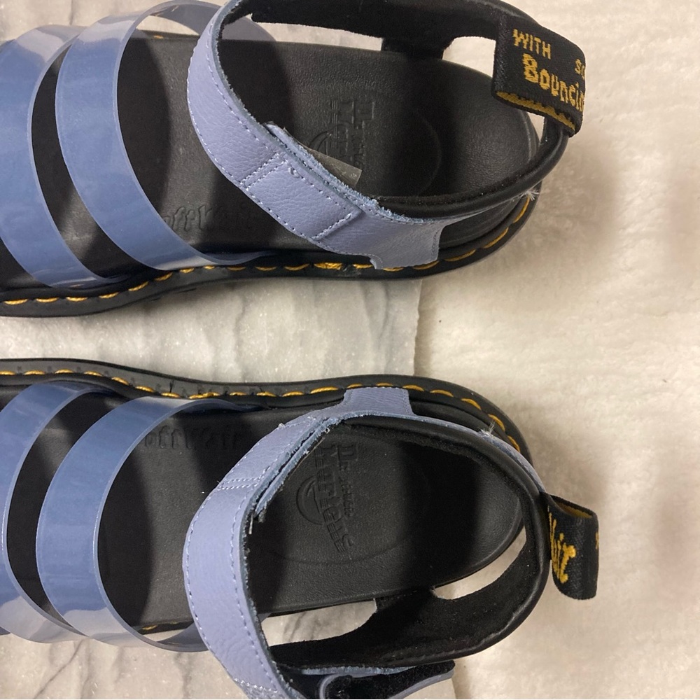 SOLD Dr.Martens Blaire Jelly Glitter Leather Strap Sandals Chunky Sole Blue - Picture 4 of 14